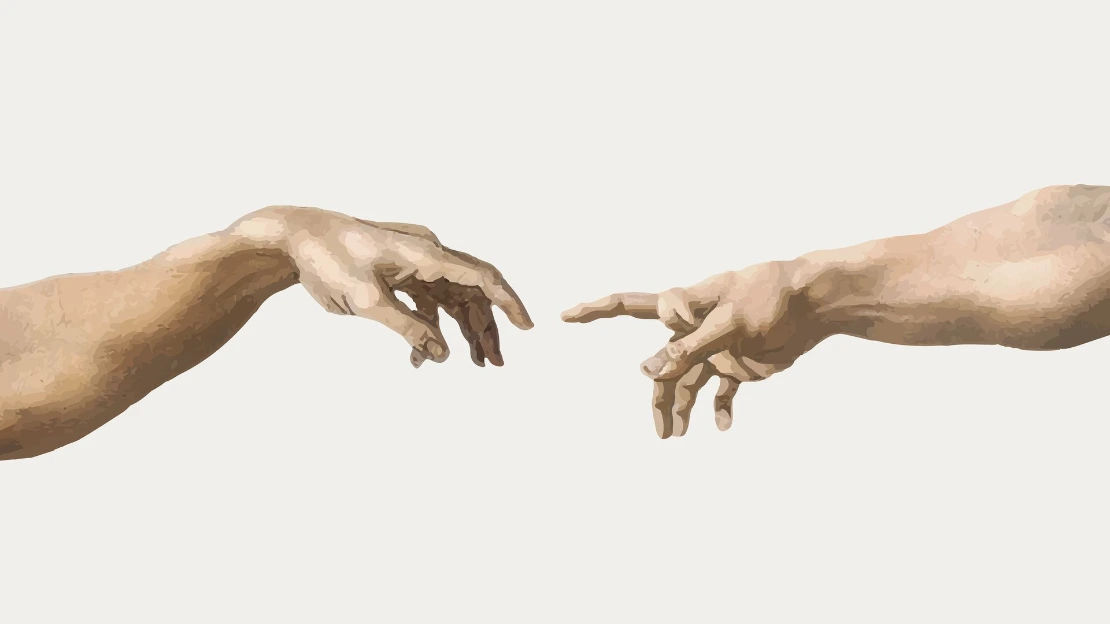 Two hands reaching together, representing creation
