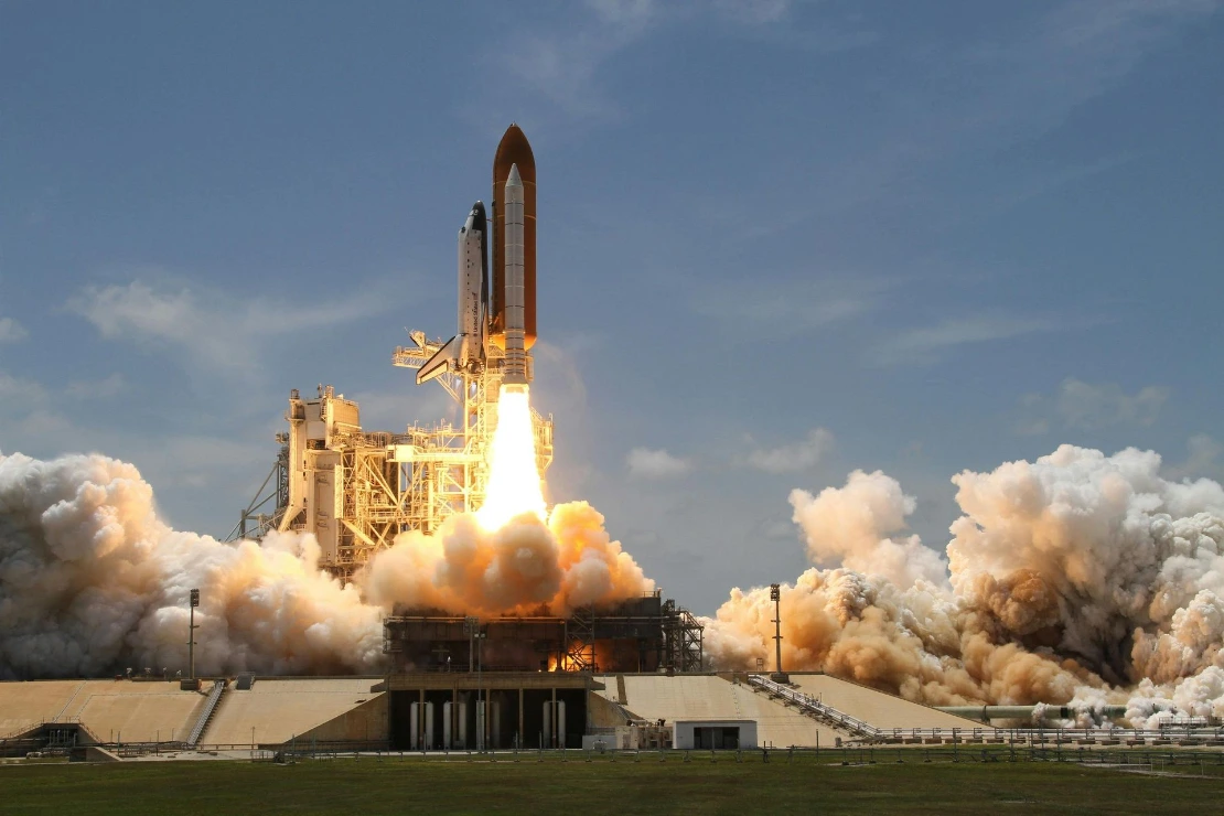 A rocket launching, representing website launch